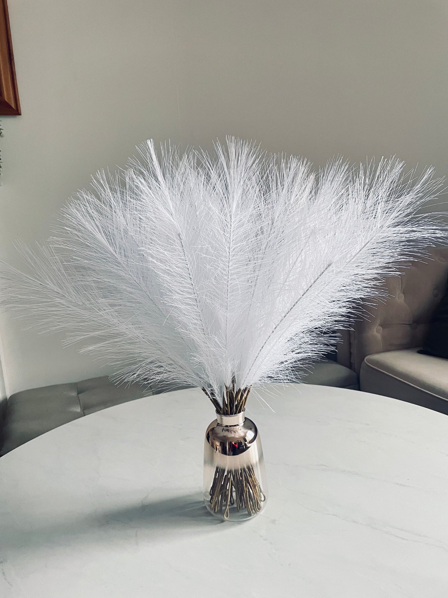 Faux White Pampas Grass with Vase – Elegant Home Décor