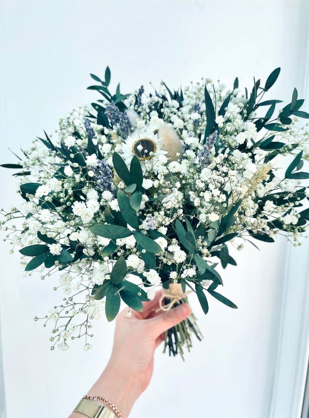 BOHO Dried Flower Bridal Bouquet Eucalyptus Wedding Dried Flower Table Centerpiece Vase Gypsophila Bouquet Bridesmaid Wildflowers Rustic