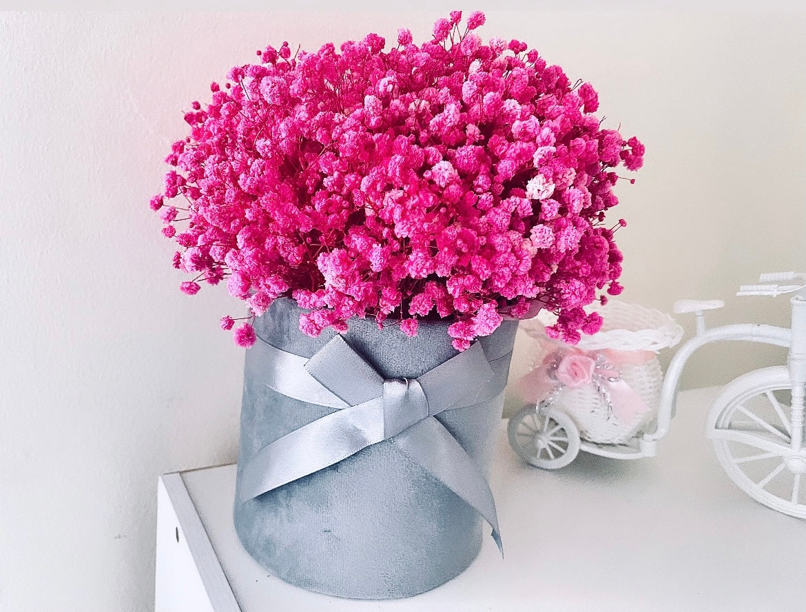 Gypsophila Box Flowers Birthday Gift for Her Pink Gift Bouquet in a box Girls Room Decor