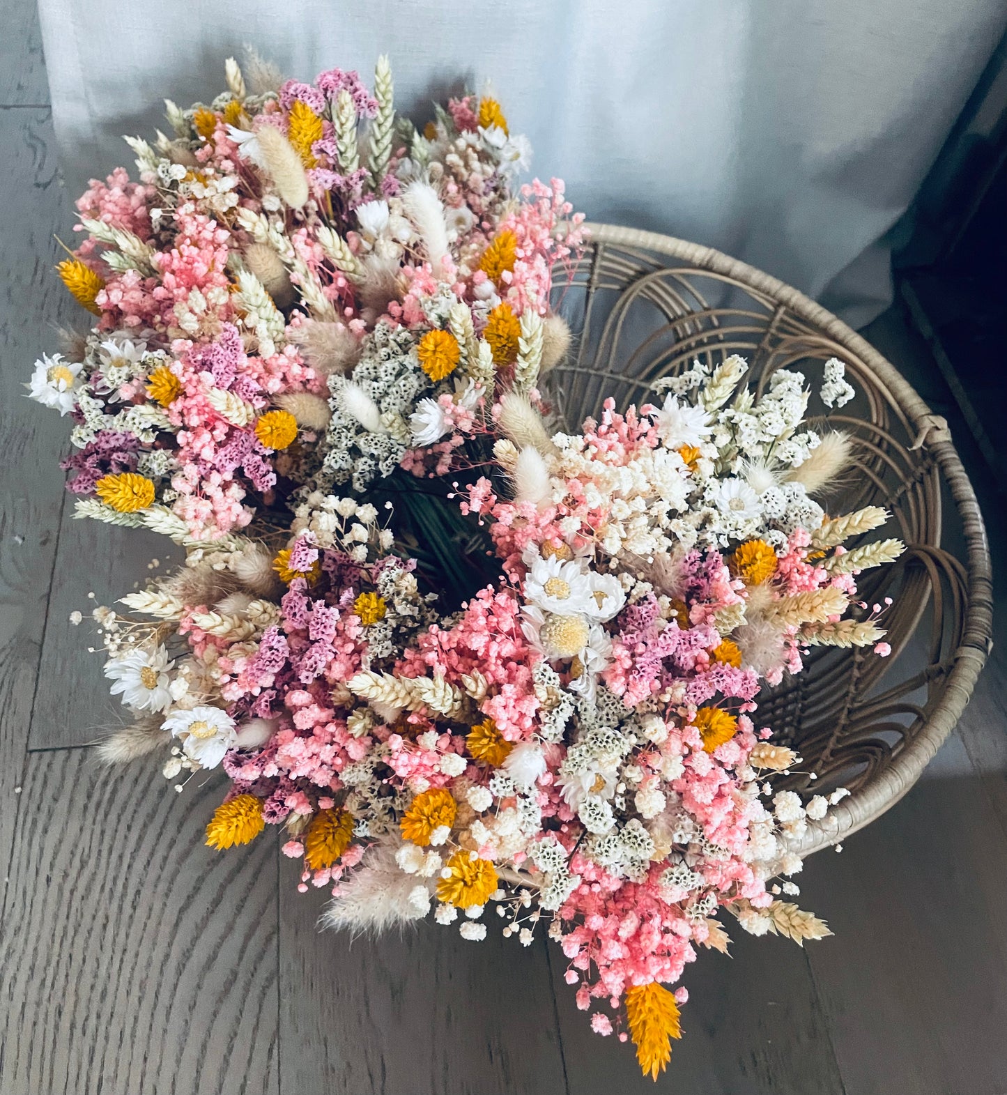 Pink Bridal Bouquet Gypsophila Wheat Pink Wedding Flowers Dried Flower Bouquet
