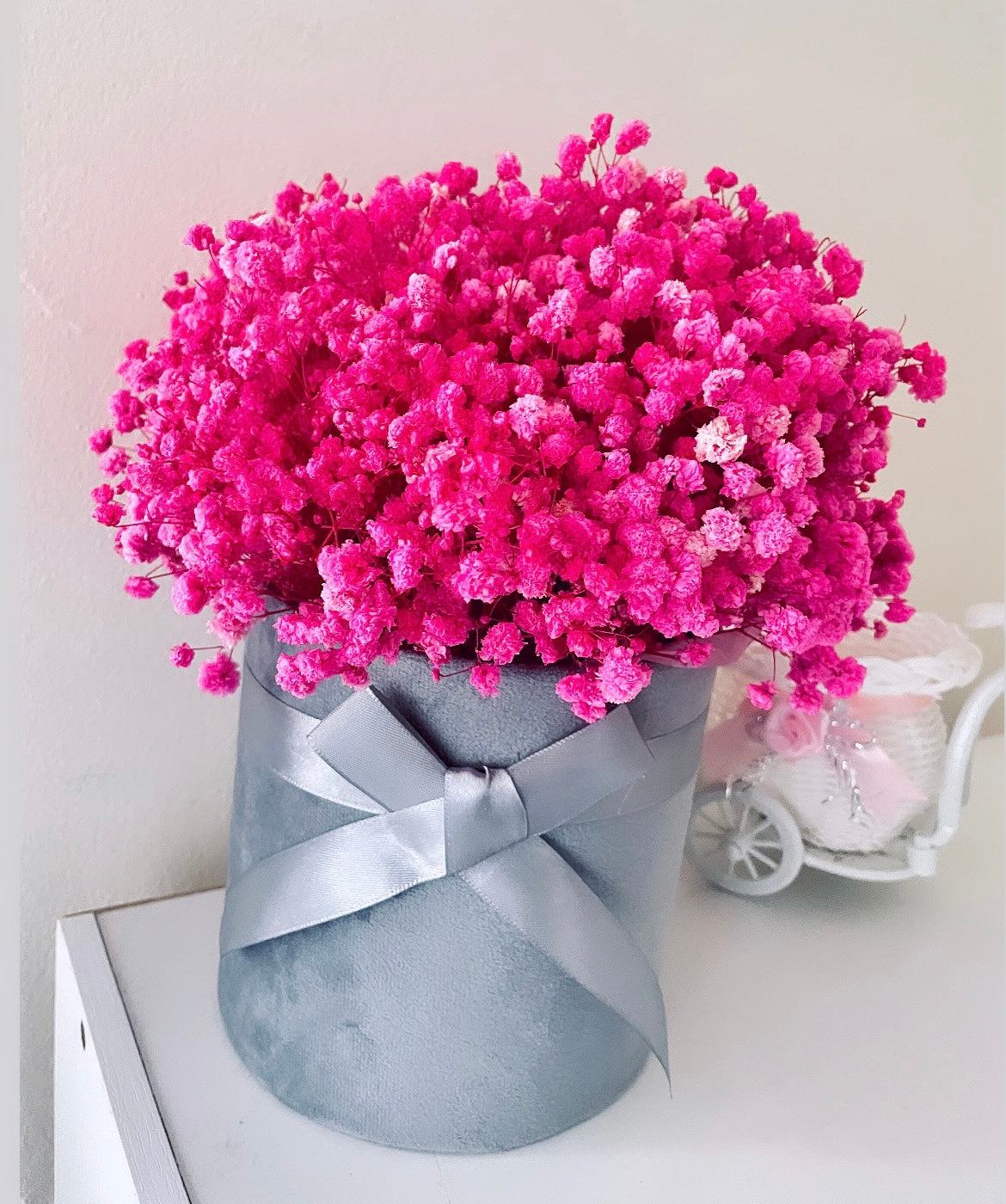 Gypsophila Box Flowers Birthday Gift for Her Pink Gift Bouquet in a box Girls Room Decor