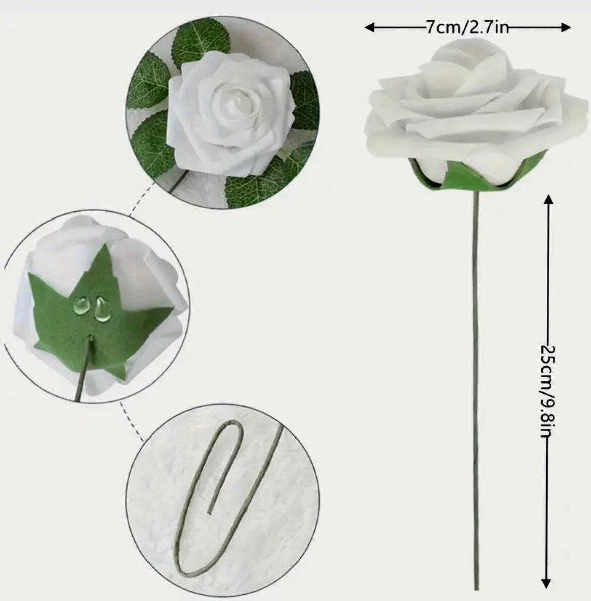 White Foam Artificial Rose Flower Arrangements Wedding Flowers Bouquet for Home Decoration Office Decor Event Decor Bridal Shower DIY