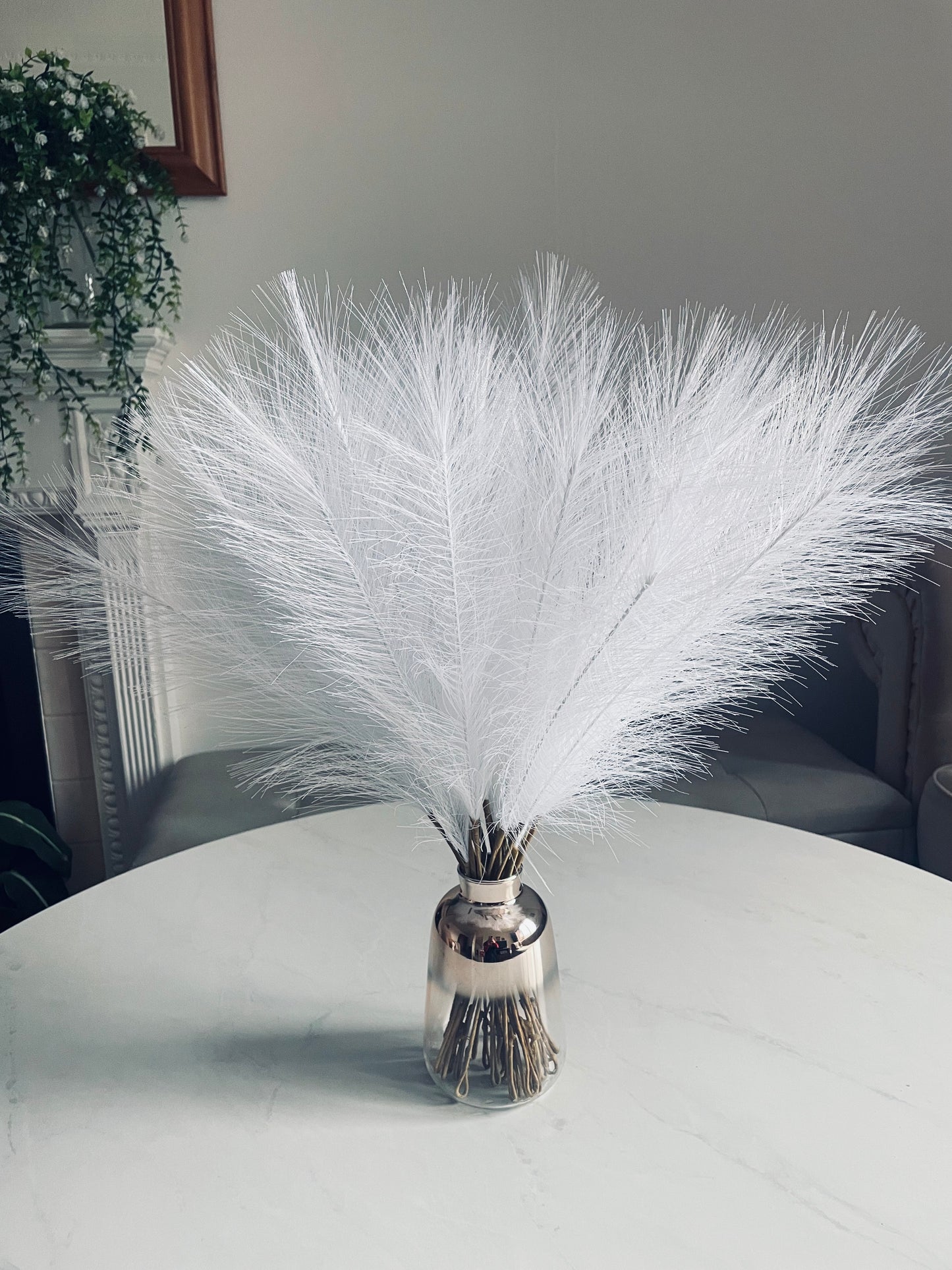 Faux White Pampas Grass with Vase – Elegant Home Décor