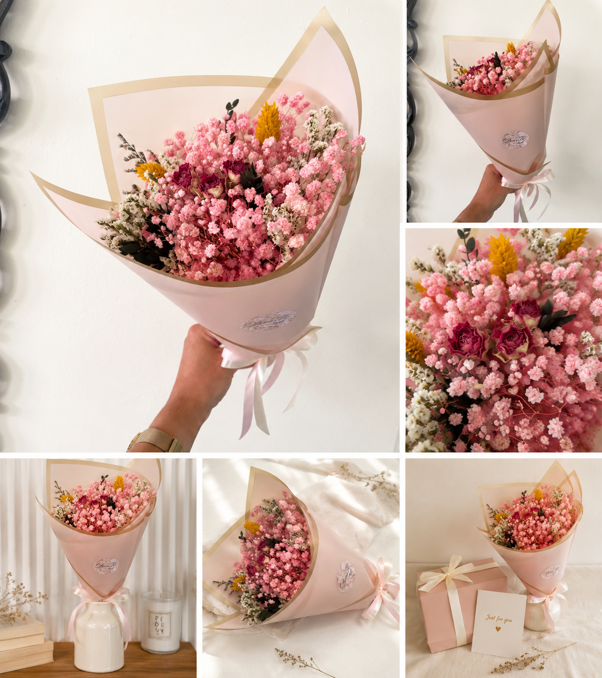 🌸 Blush Bloom – Pink Dried Flower Bouquet