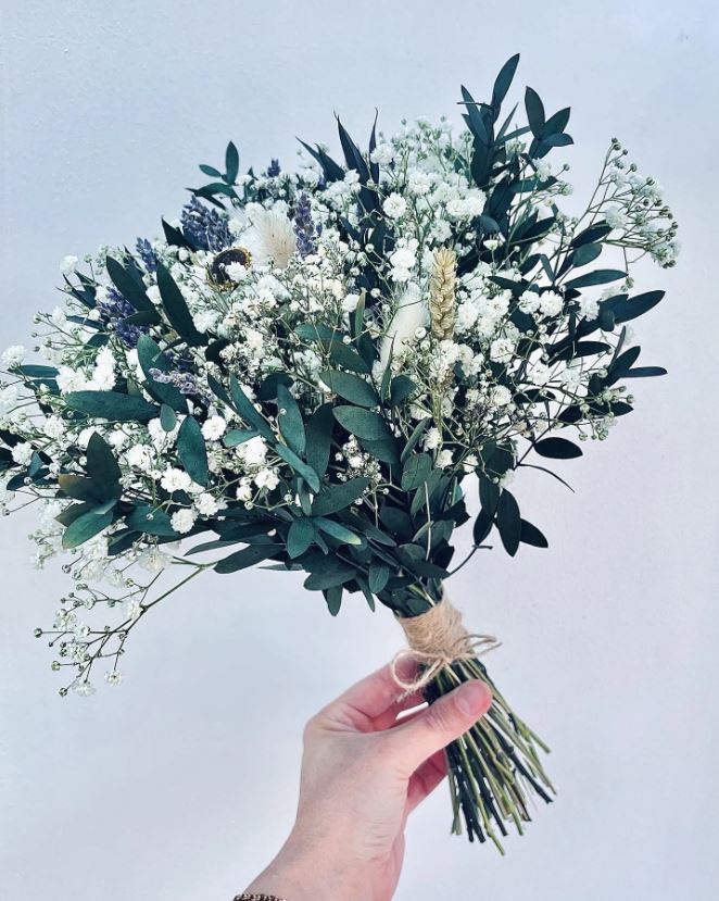 BOHO Dried Flower Bridal Bouquet Eucalyptus Wedding Dried Flower Table Centerpiece Vase Gypsophila Bouquet Bridesmaid Wildflowers Rustic