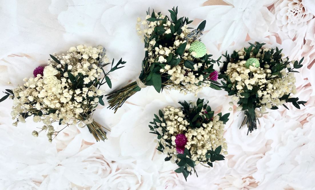 Mini Dried Flowers Bouquet Boho Mini Dry Flower Rustic Wildflowers Dried Rose Bouquets Wedding Flowers Boutonniere Letterbox Flowers