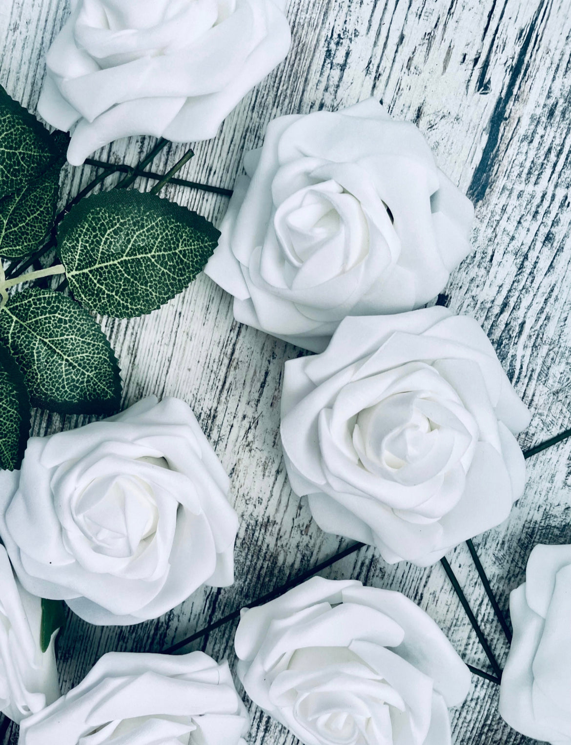 White Foam Artificial Rose Flower Arrangements Wedding Flowers Bouquet for Home Decoration Office Decor Event Decor Bridal Shower DIY