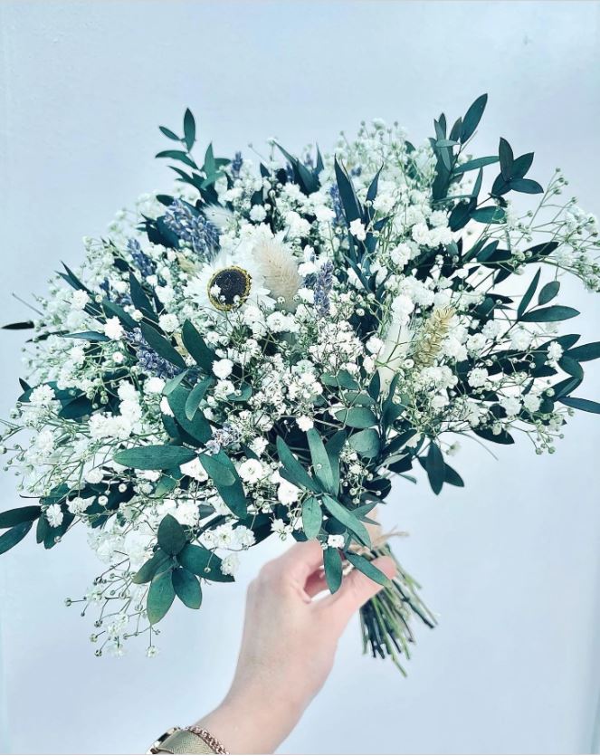 BOHO Dried Flower Bridal Bouquet Eucalyptus Wedding Dried Flower Table Centerpiece Vase Gypsophila Bouquet Bridesmaid Wildflowers Rustic