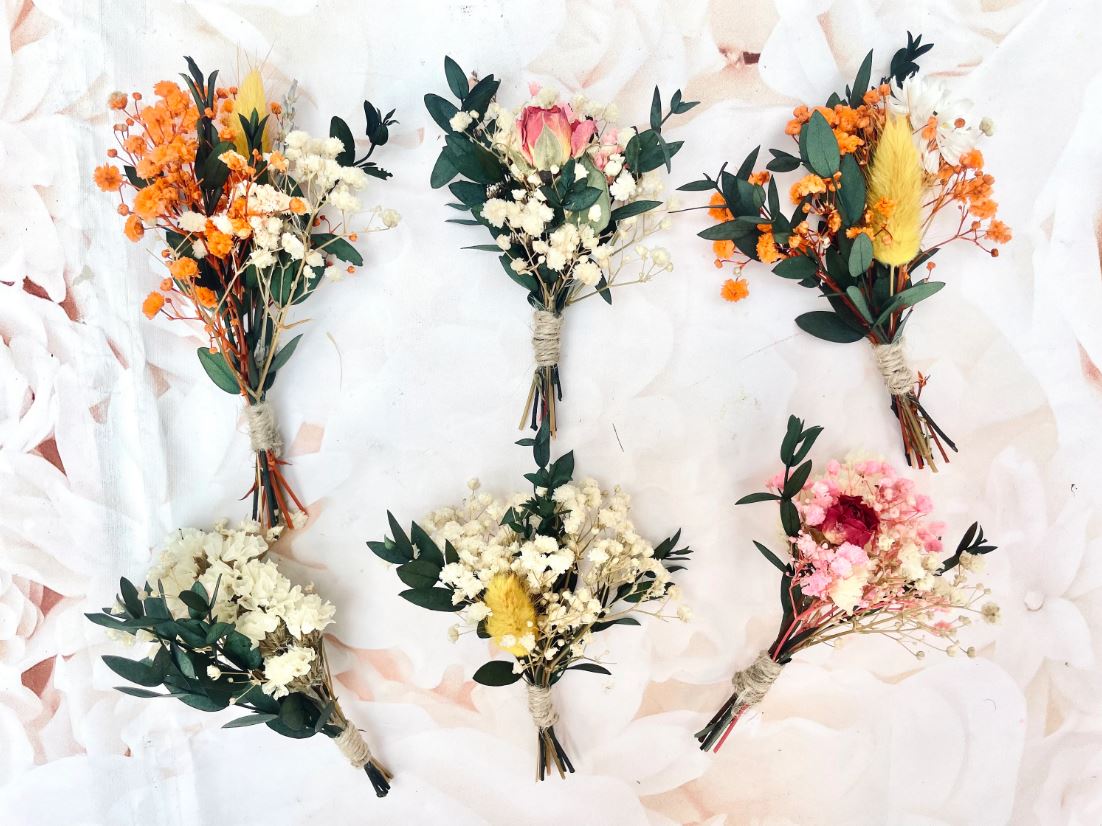 Mini Dried Flowers Bouquet Boho Mini Dry Flower Rustic Wildflowers Dried Rose Bouquets Wedding Flowers Boutonniere Letterbox Flowers