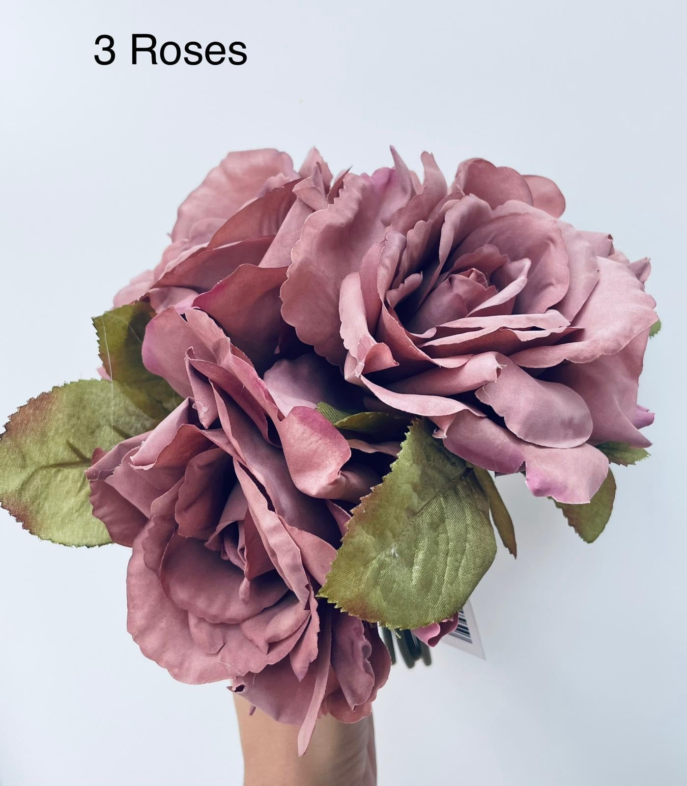 Faux Silk Medium Rose Posy 5 Stems 27cm/11 Inches Tall Antique Pink Artificial Roses