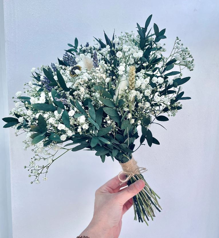 BOHO Dried Flower Bridal Bouquet Eucalyptus Wedding Dried Flower Table Centerpiece Vase Gypsophila Bouquet Bridesmaid Wildflowers Rustic