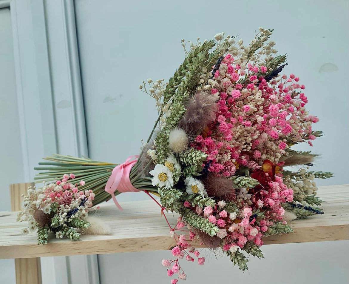 Pink Gypsophila Wheat Bridal Bouquet Wedding /Dried Flower Bouquet/ Gifts For Her / Dried flower arrangement/ Buttonholes