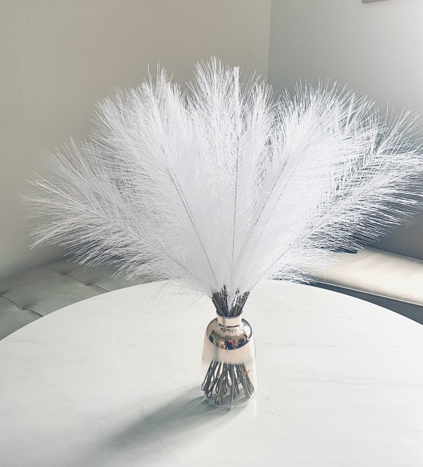Faux White Pampas Grass with Vase – Elegant Home Décor