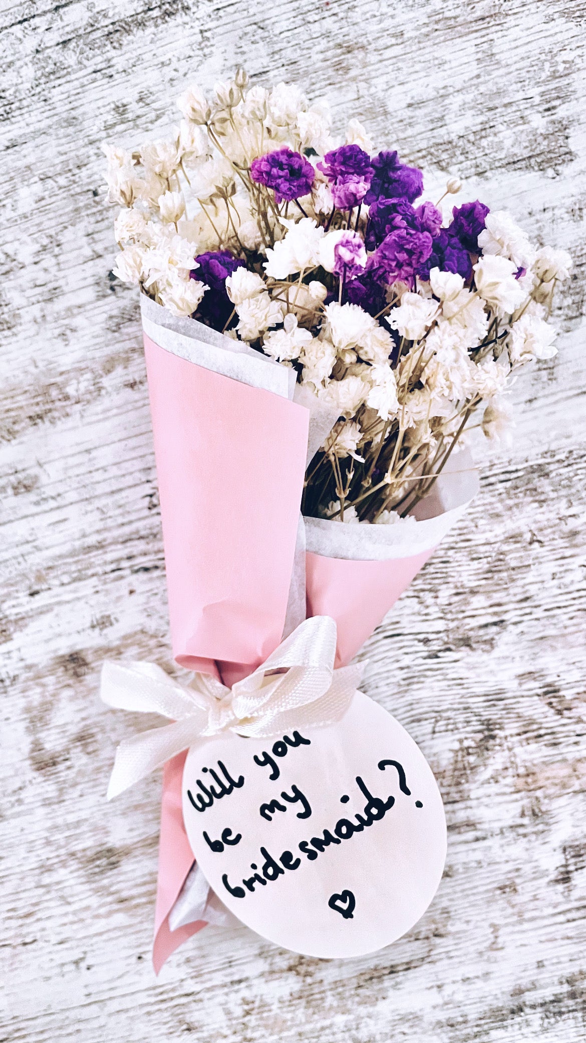 Personalised Will You Be My Bridesmaid Dried Flower Mini Bouquet Mini Posy Colourful Bridesmaid Proposal Gift For Her Letterbox Flowers