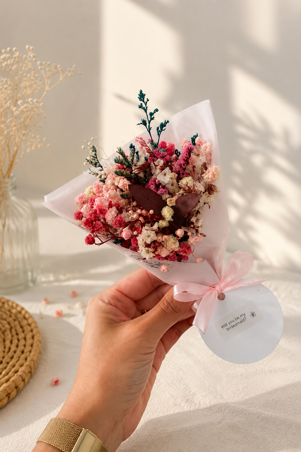 Dried Flower Mini Bouquet Mini Posy Colourful Bridesmaid Proposal Gift For Her Letterbox Flowers