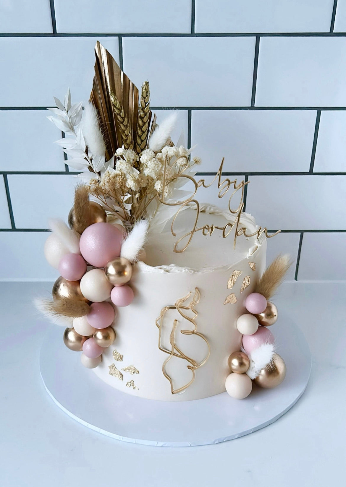 Cream Latte Gold Palm Spear Dried Flowers Bouquet Cake Topper / dry flower cake topper/ small palm spear cake topper /
