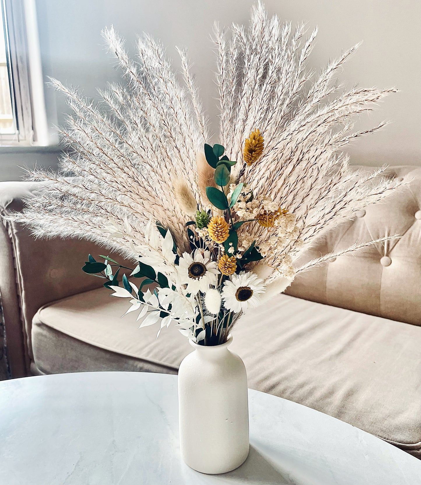 Pampas Arrangement with nordic vase/ pampass grass arrangement / dried flower arrangement/ gift for her, boho decor, wedding flowers / mixed pampas grass