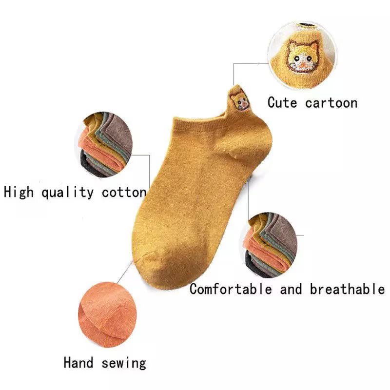Personalized Cotton cat embroidery ankle socks/women's ankle socks/cat socks/gift for her / cat owner gift