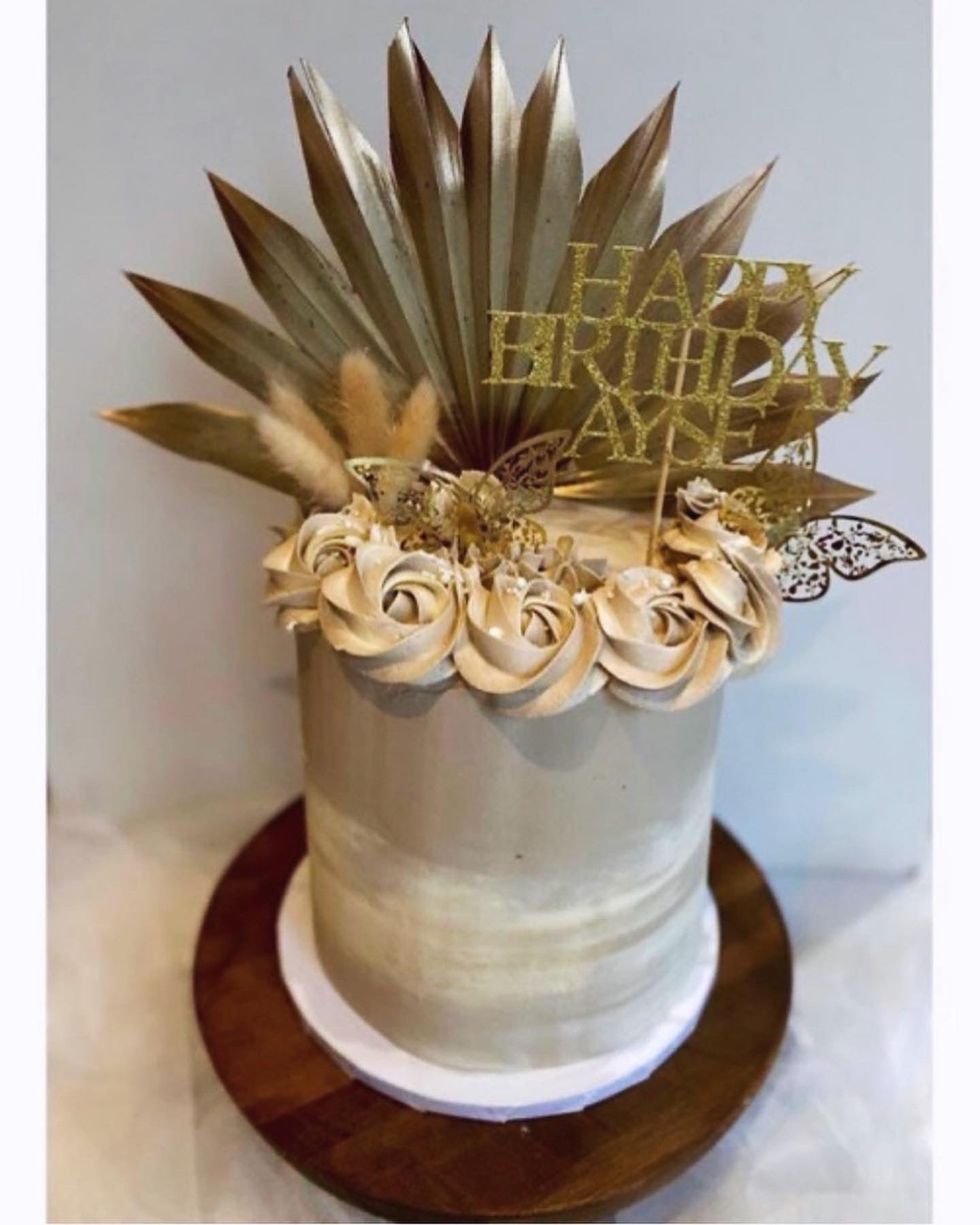 Natural with Gold edges sun palm leaf / palm leaves/ palm spears / cake topper / palm cake topper