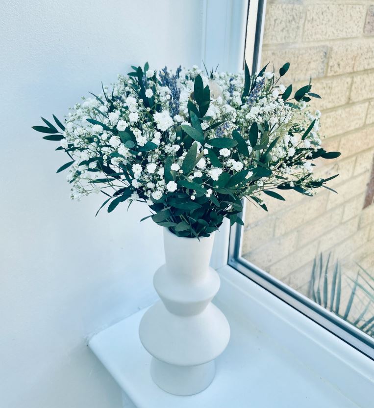 BOHO Dried Flower Bridal Bouquet Eucalyptus Wedding Dried Flower Table Centerpiece Vase Gypsophila Bouquet Bridesmaid Wildflowers Rustic