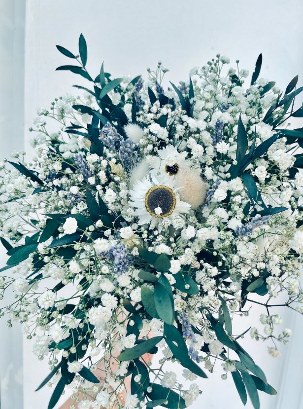 BOHO Dried Flower Bridal Bouquet Eucalyptus Wedding Dried Flower Table Centerpiece Vase Gypsophila Bouquet Bridesmaid Wildflowers Rustic