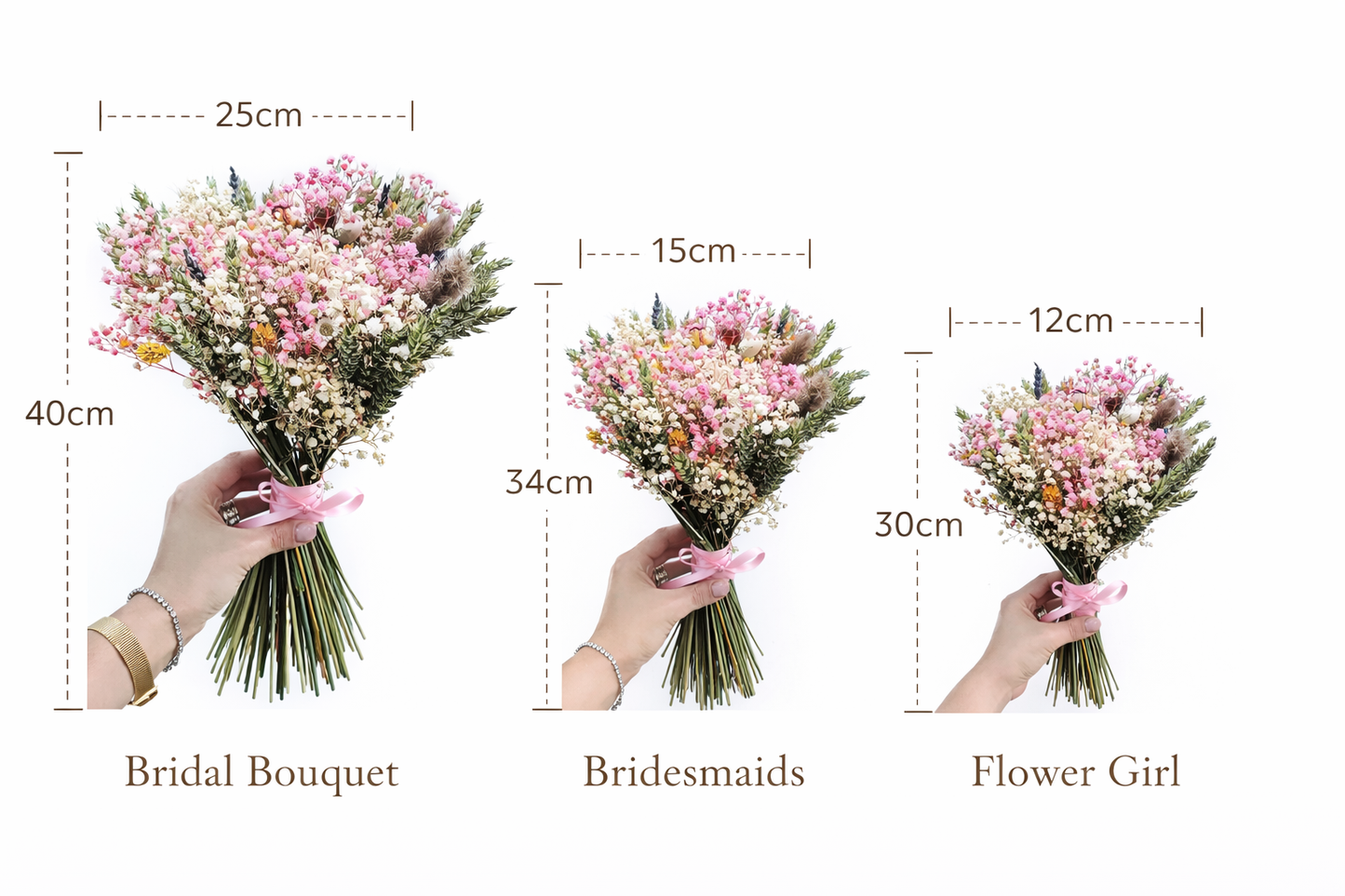 Pink Bridal Bouquet Gypsophila Wheat Pink Wedding Flowers Dried Flower Bouquet