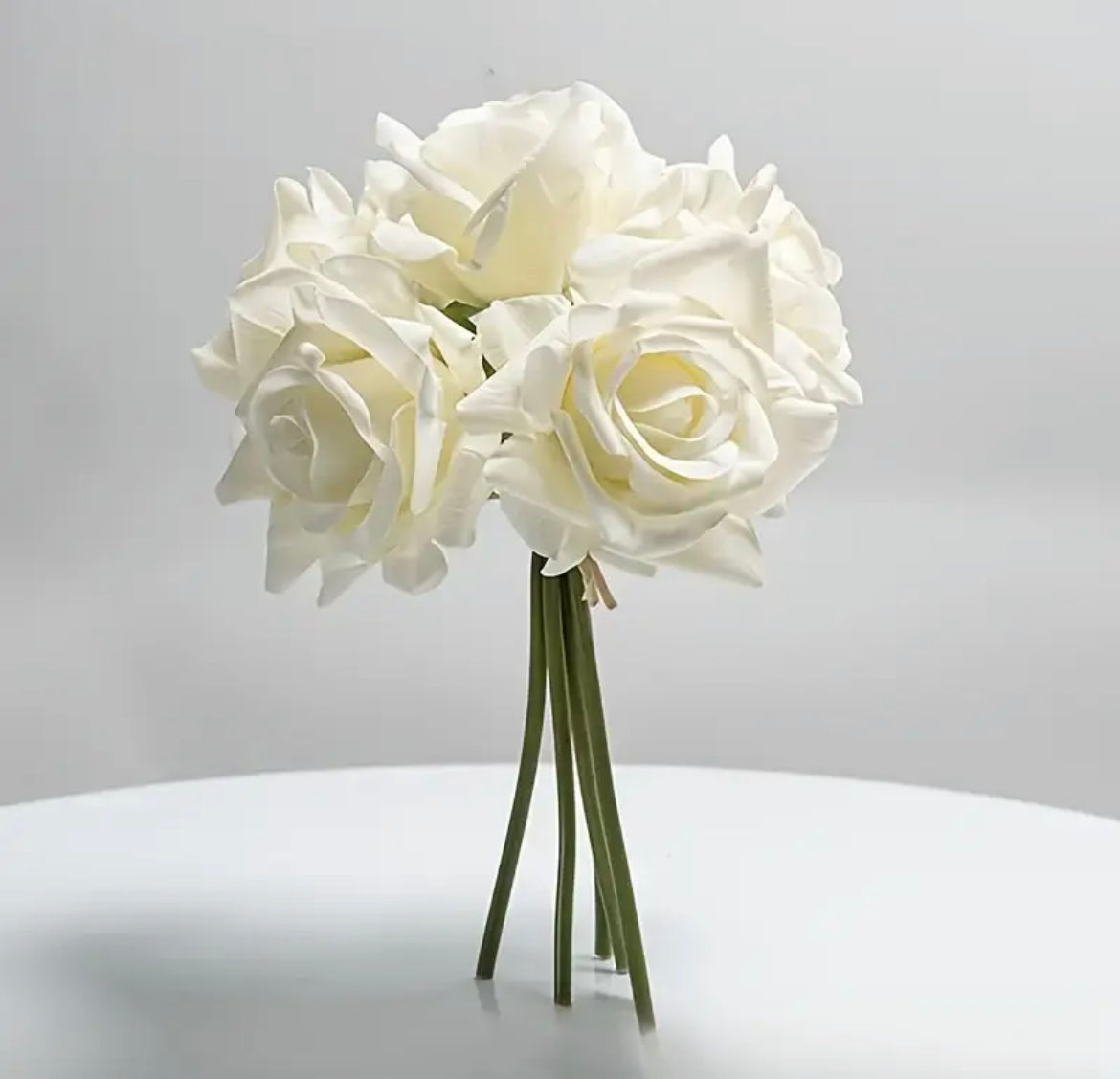 Real Touch Rose Bouquet 5 Artificial Flowers for Wedding Decor Home Centerpiece Photo Prop Table Arrangement Engagement Gift Floral Display