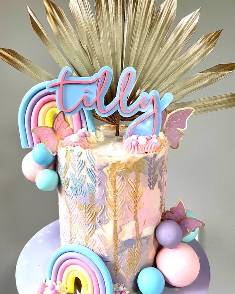 Natural with Gold edges sun palm leaf / palm leaves/ palm spears / cake topper / palm cake topper