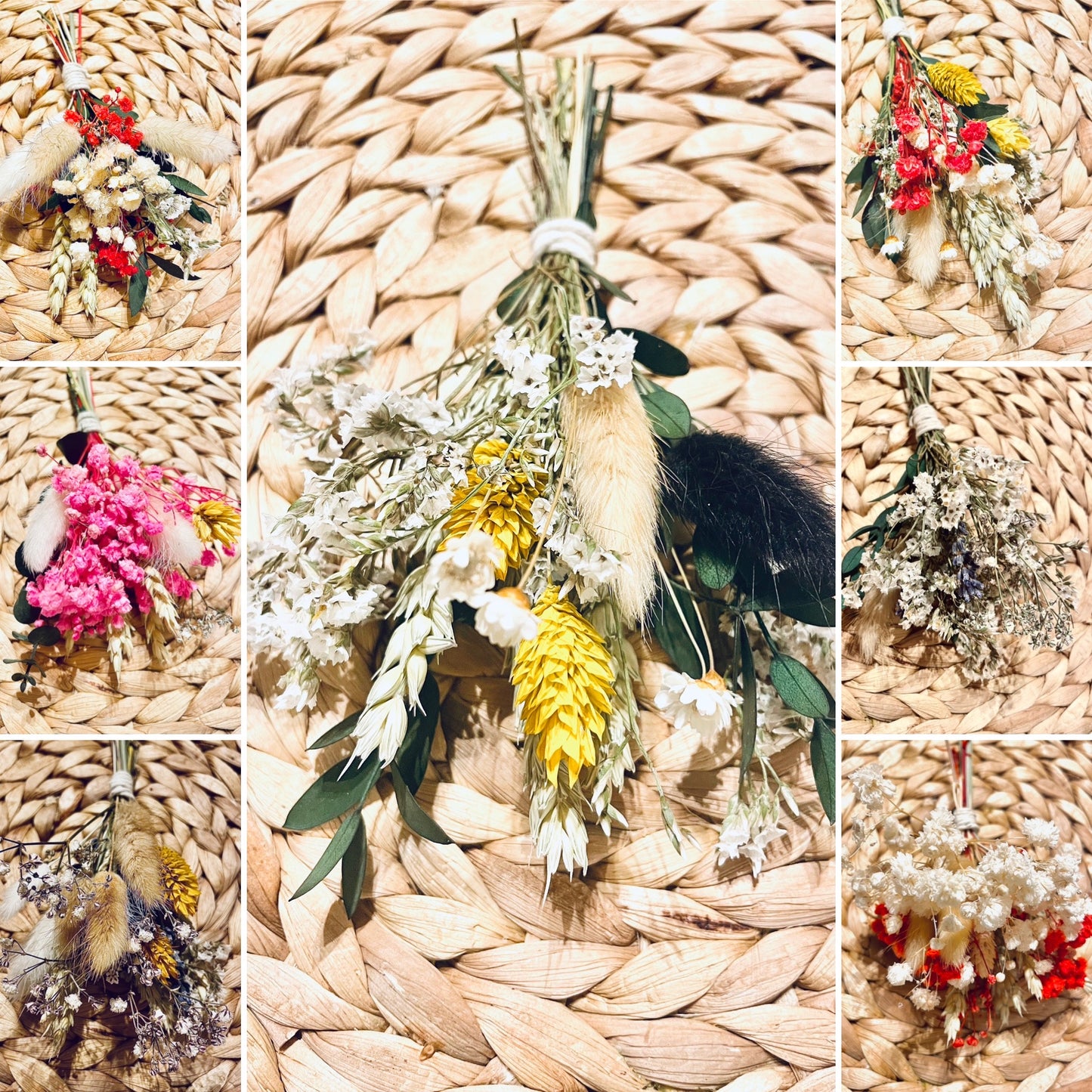 Boutonnière/ Buttonhole/ Mini dried flowers bouquet/ Wedding Mini flower bundle / Small flower arrangement