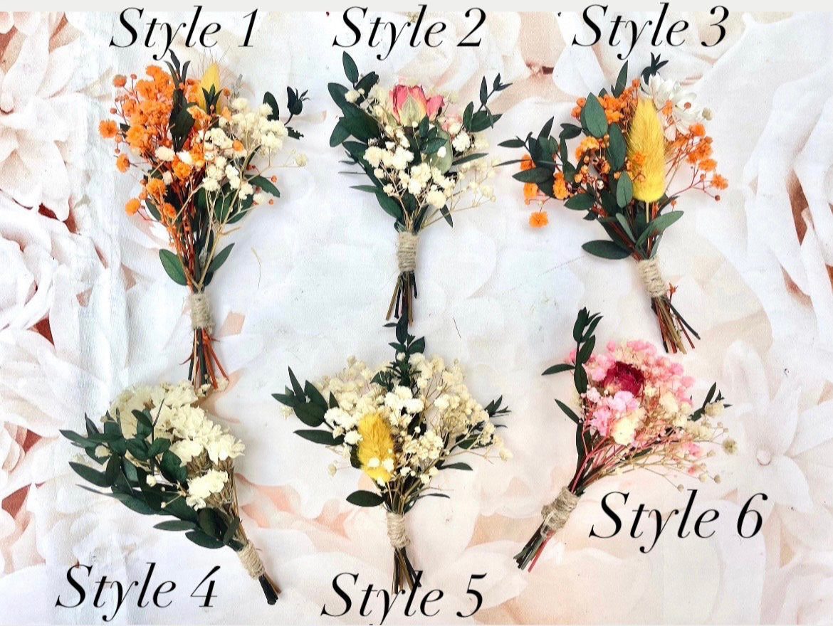 Mini Dried Flowers Bouquet Boho Mini Dry Flower Rustic Wildflowers Dried Rose Bouquets Wedding Flowers Boutonniere Letterbox Flowers