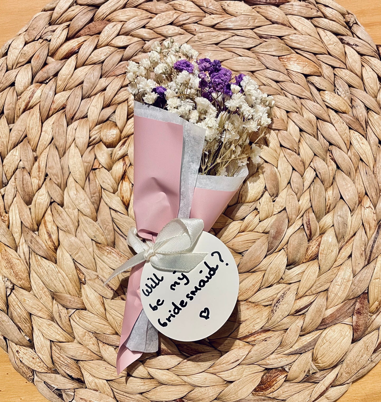 Personalised Will You Be My Bridesmaid Dried Flower Mini Bouquet Mini Posy Colourful Bridesmaid Proposal Gift For Her Letterbox Flowers