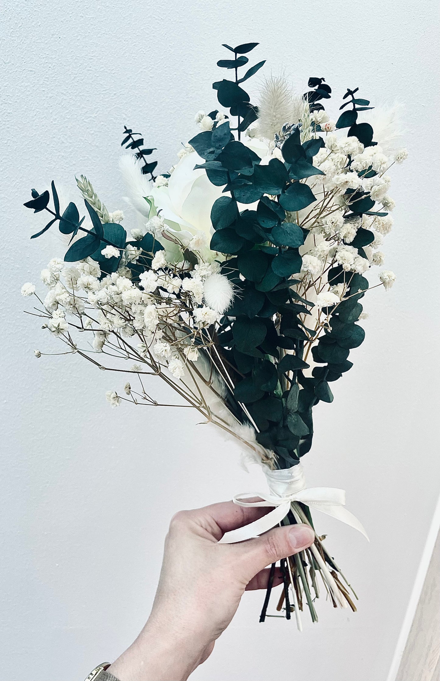 Eucalyptus Gypsophila Rose Bidesmaid Bouquet