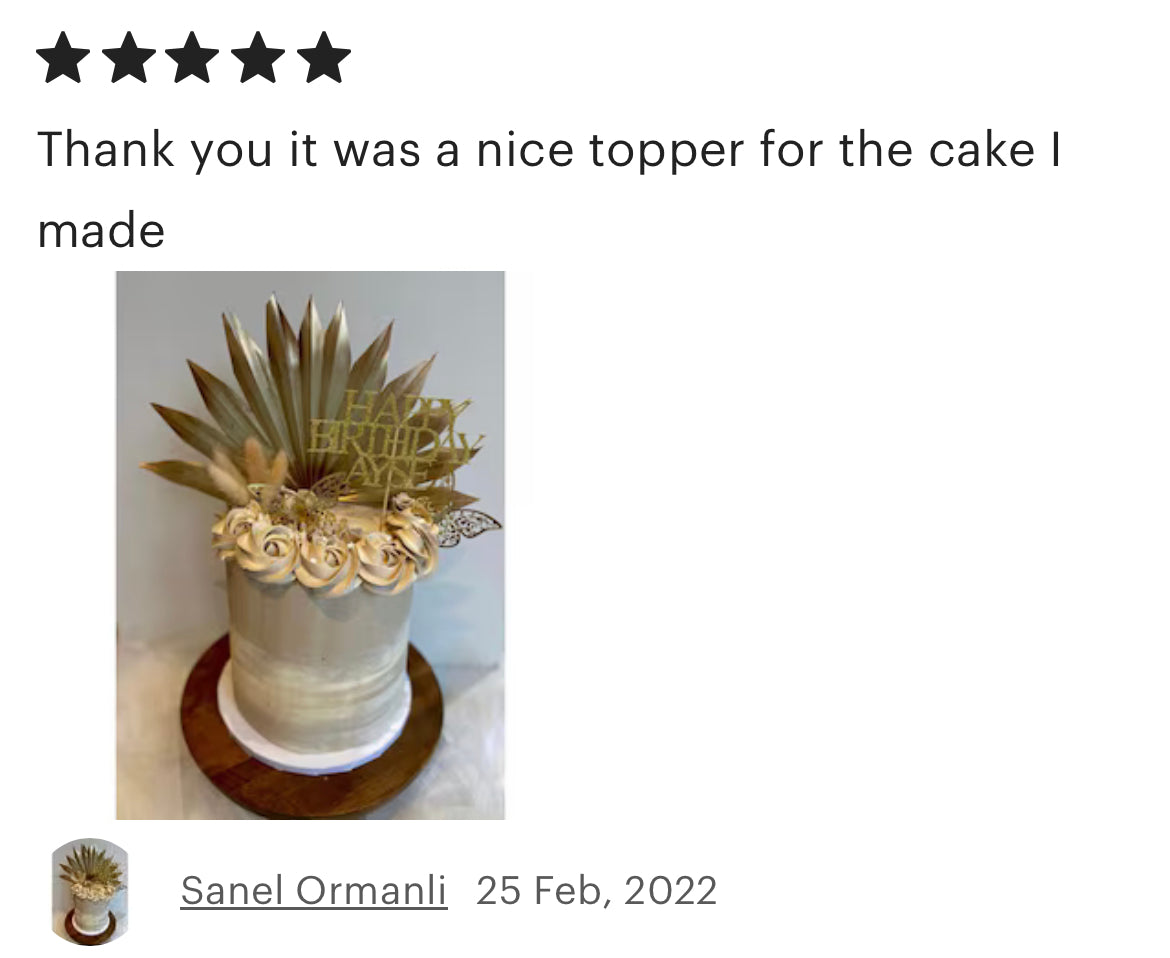 Natural with Gold edges sun palm leaf / palm leaves/ palm spears / cake topper / palm cake topper