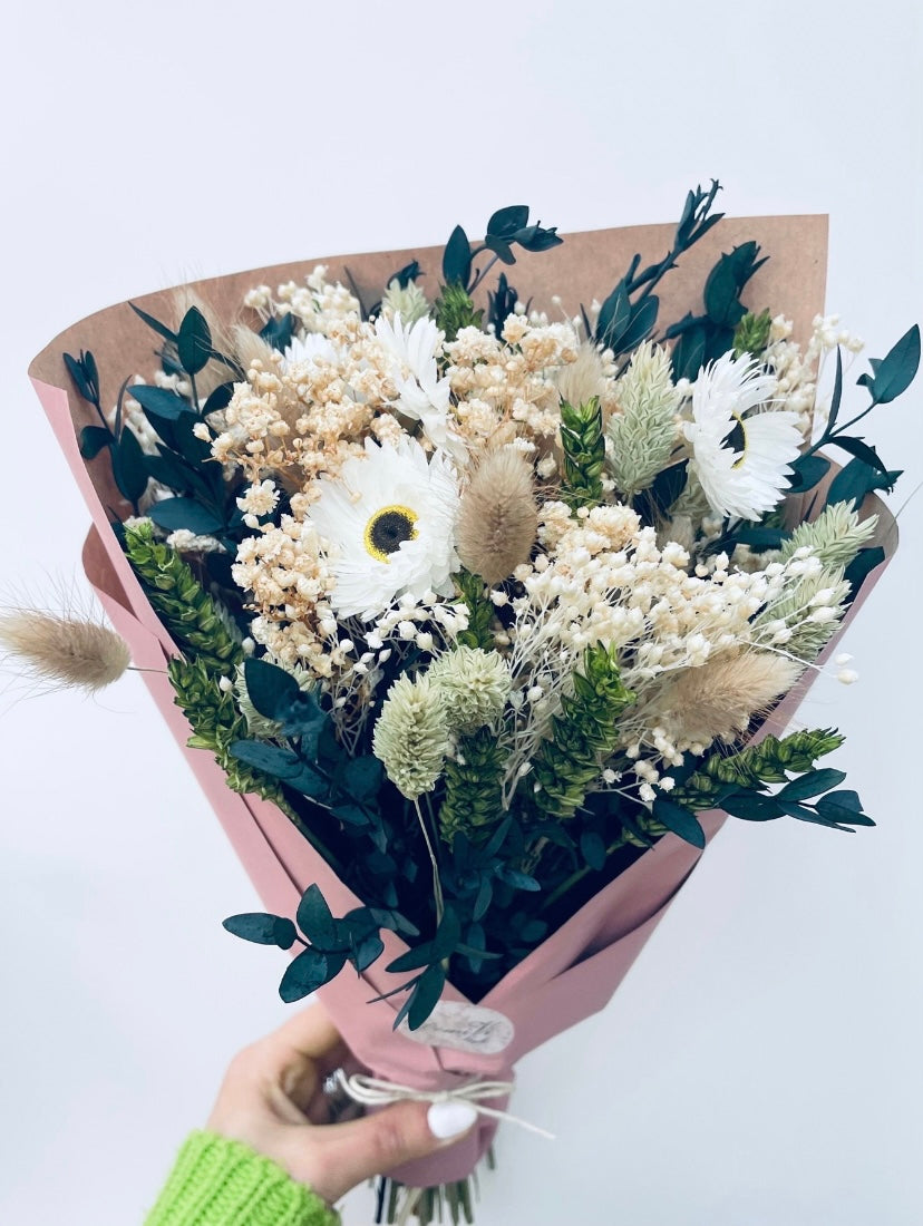 Purple Green White Gift Bouquet Dried Flowers Bouquet Gifts For Her Gift Set Dried flower arrangement Babys Breath Gypsophila Bouquet
