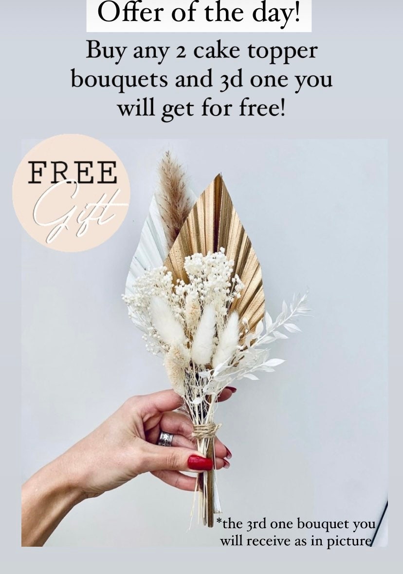 Palm Dried Flowers Bouquet Cake Topper / Green Gold / green cake topper / green palm spear