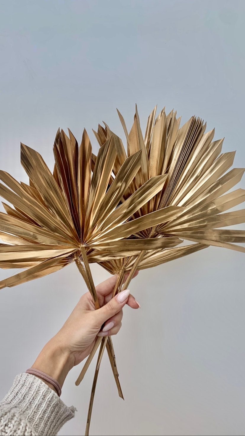 2 Gold sun palm leaf / palm leaves/ palm spears / cake topper / palm cake topper