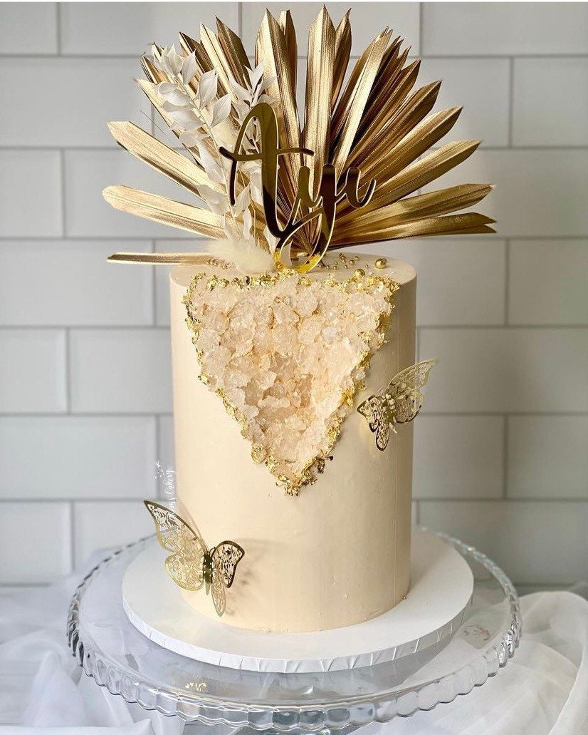 2 Gold sun palm leaf / palm leaves/ palm spears / cake topper / palm cake topper