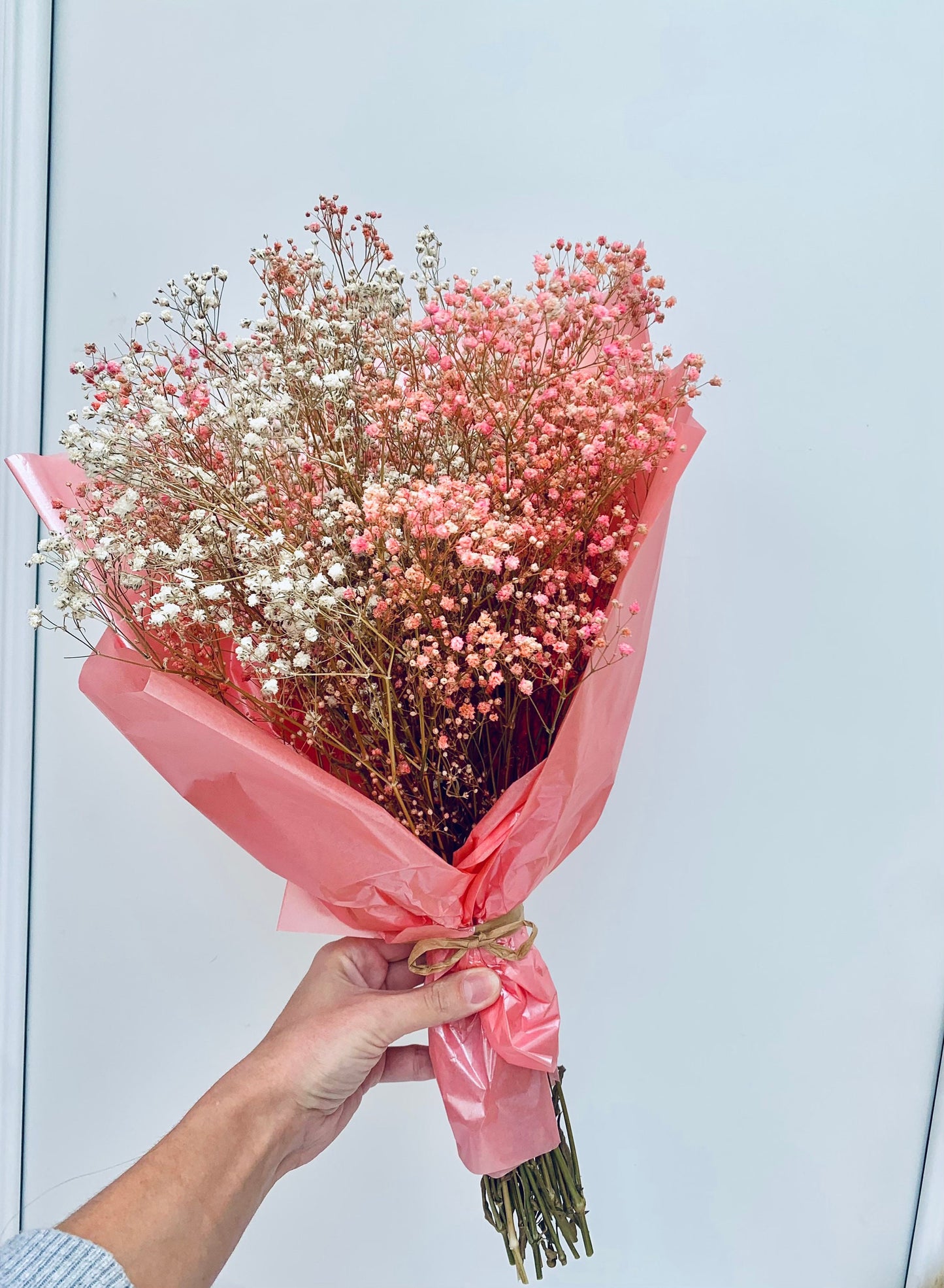 White and Pink Gypsophila bouquet with/without tennis bracelet/Dried Flower Bouquet / Gypsophila /Gift for her/ Dried Flowers home decor
