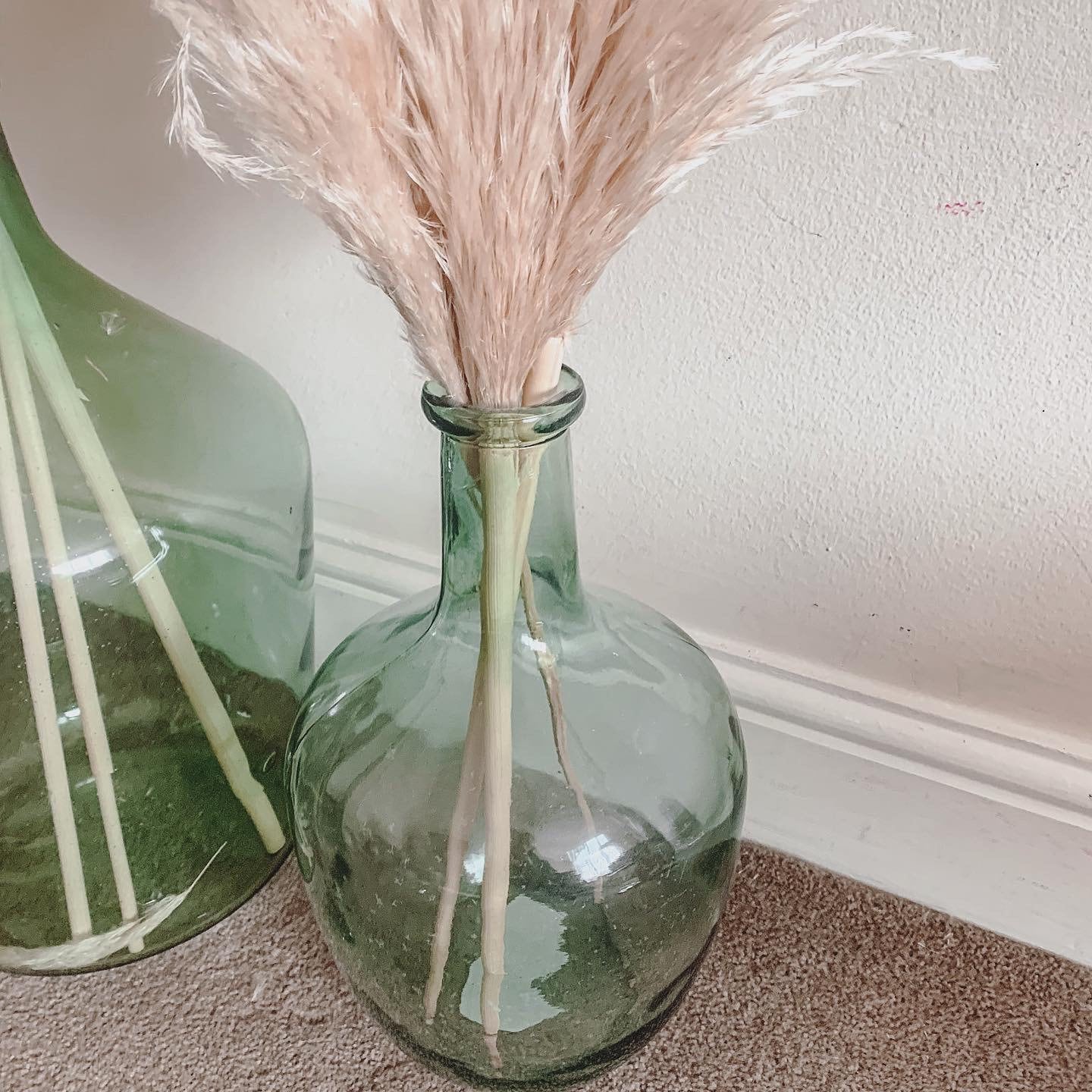 Vintage Bottle Vase - 30cm floor vase for dried flowers pampas / bottle vase UK / pampas vase