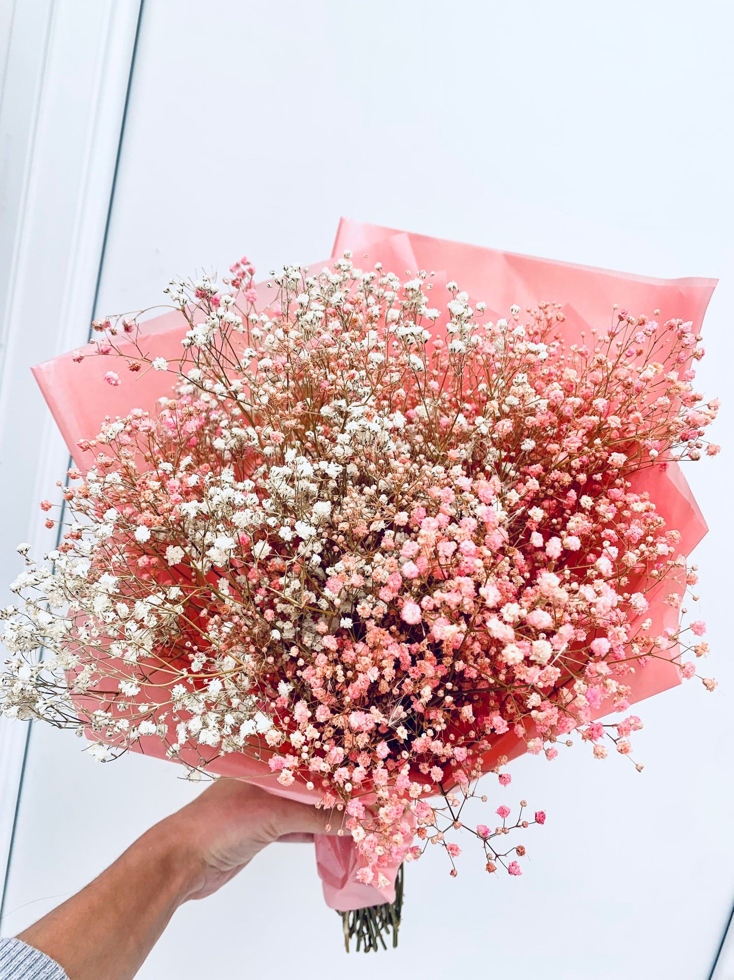White and Pink Gypsophila bouquet with/without tennis bracelet/Dried Flower Bouquet / Gypsophila /Gift for her/ Dried Flowers home decor