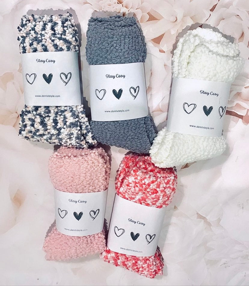 Cozy socks /cosy winter socks / slipper sock gifts / stocking fillers / warm socks / christmas gift / fluffy socks / festive socks