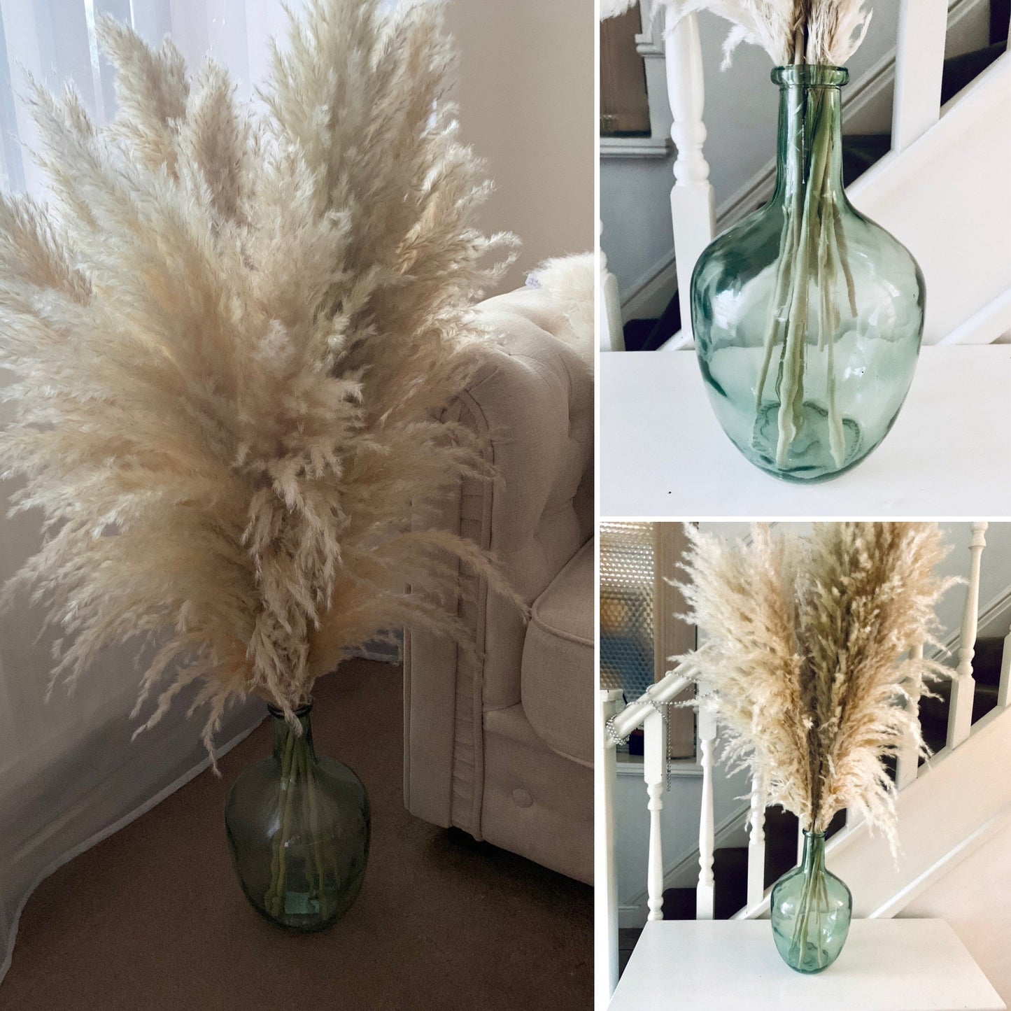 Vintage Bottle Vase - 30cm floor vase for dried flowers pampas / bottle vase UK / pampas vase