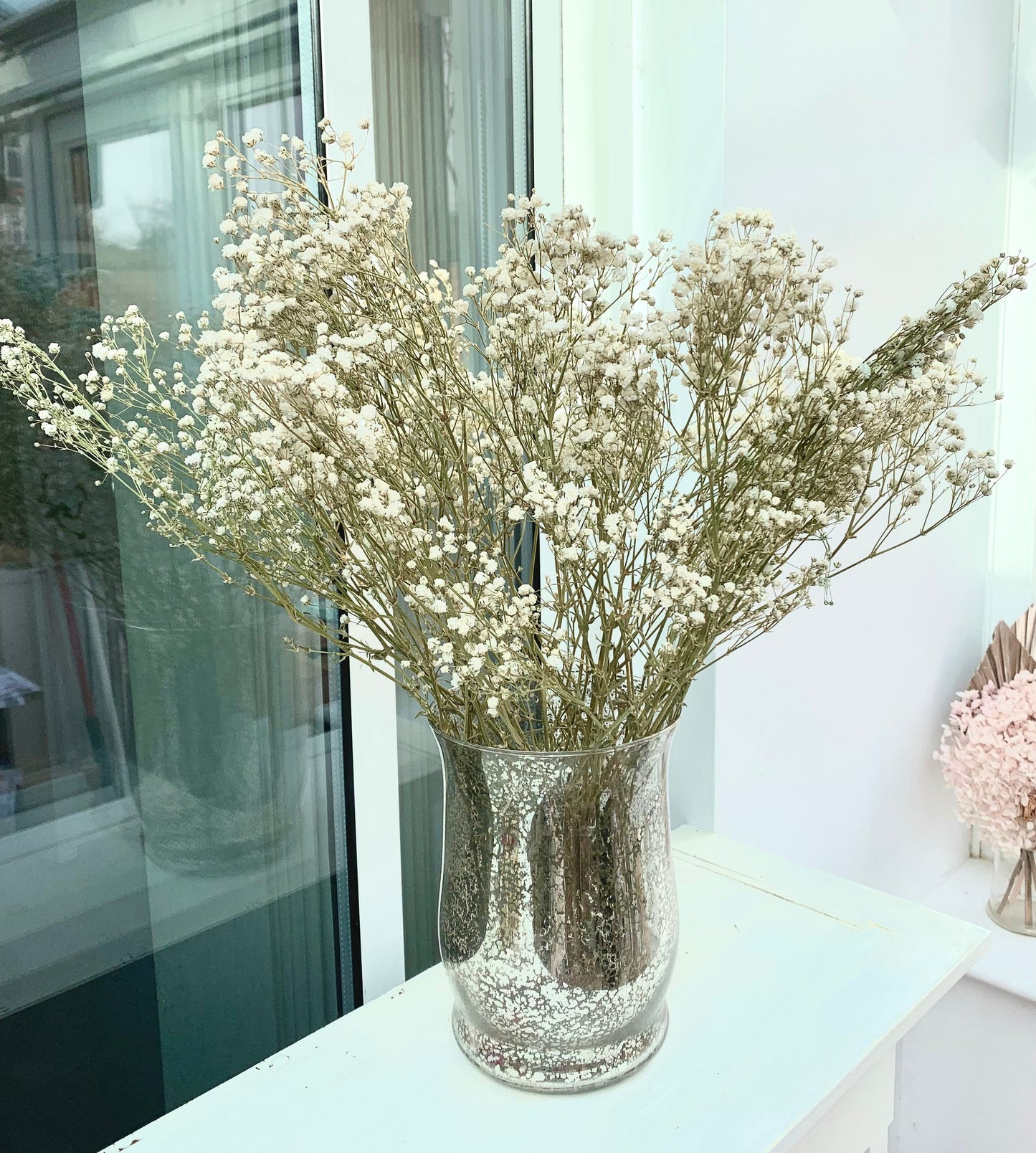 Preserved dried white gypsophila/ dried flowers / baby breath / white vase / boho decor / home decor GIFT FOR HER bouquet