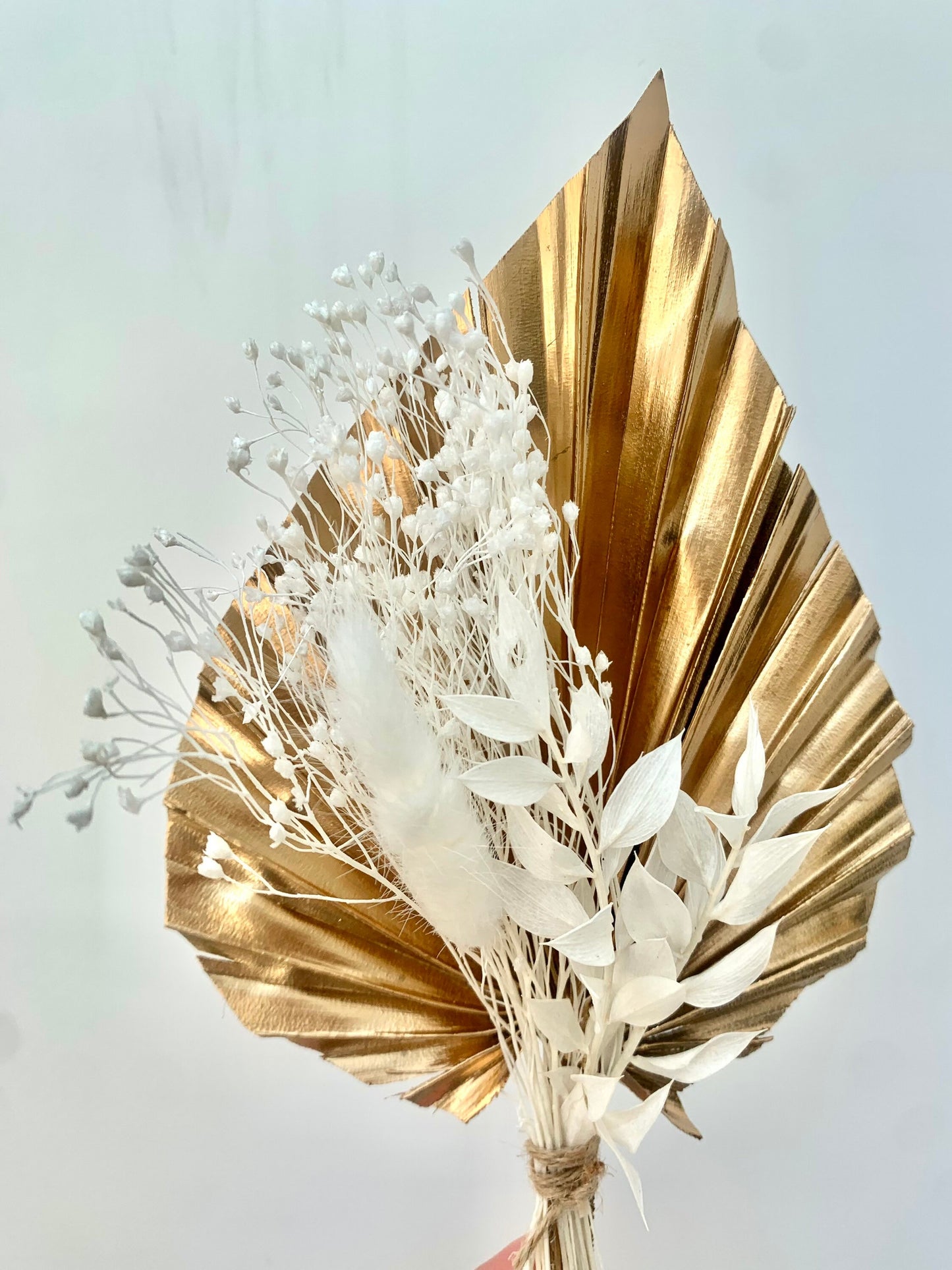 Gold palm bouquet with bunny tail / Palm Spear Dried Flowers Cake Topper / letterbox dried flowers / dry flower cake topper/ / pink gold