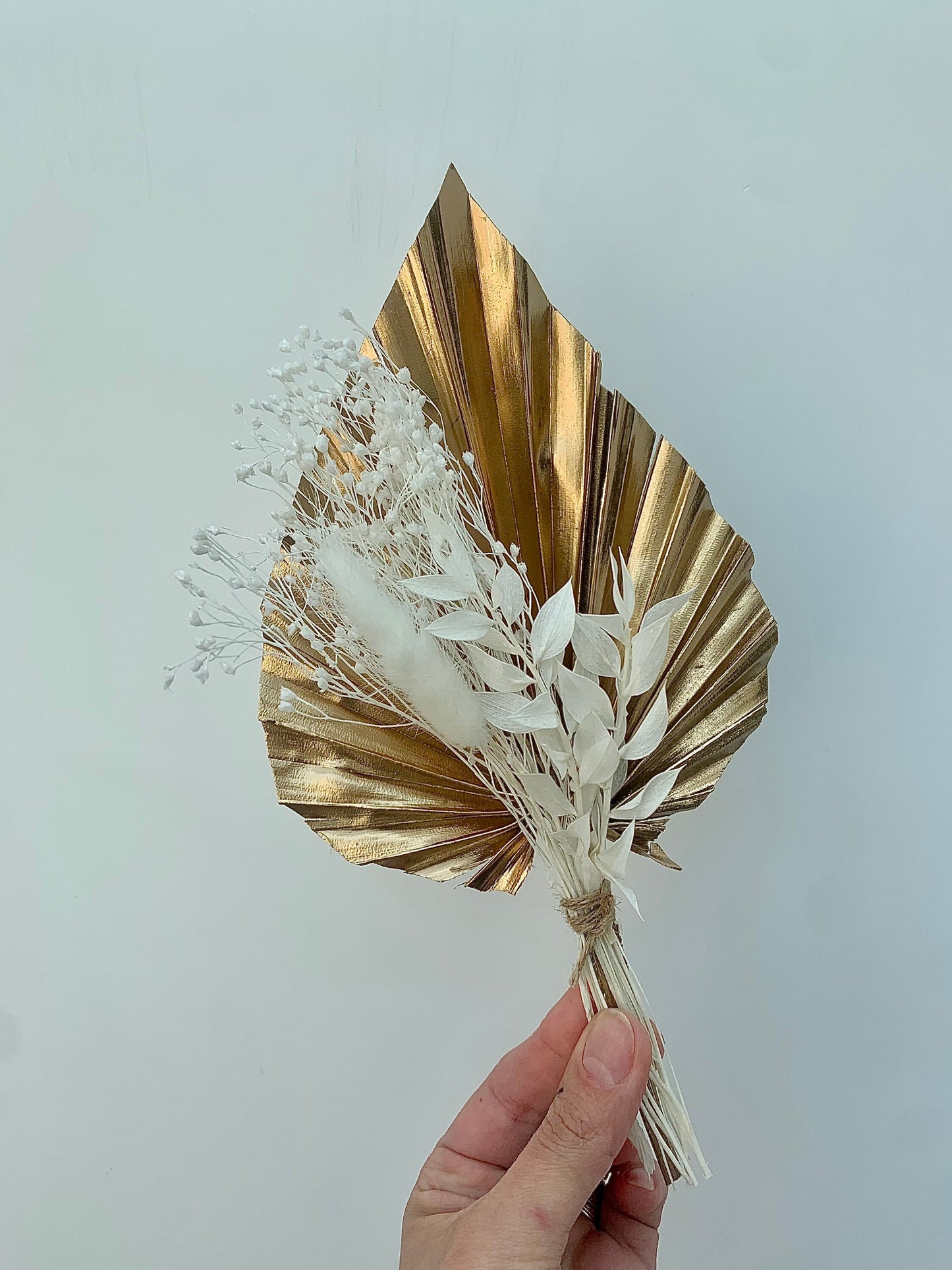 Gold palm bouquet with bunny tail / Palm Spear Dried Flowers Cake Topper / letterbox dried flowers / dry flower cake topper/ / pink gold