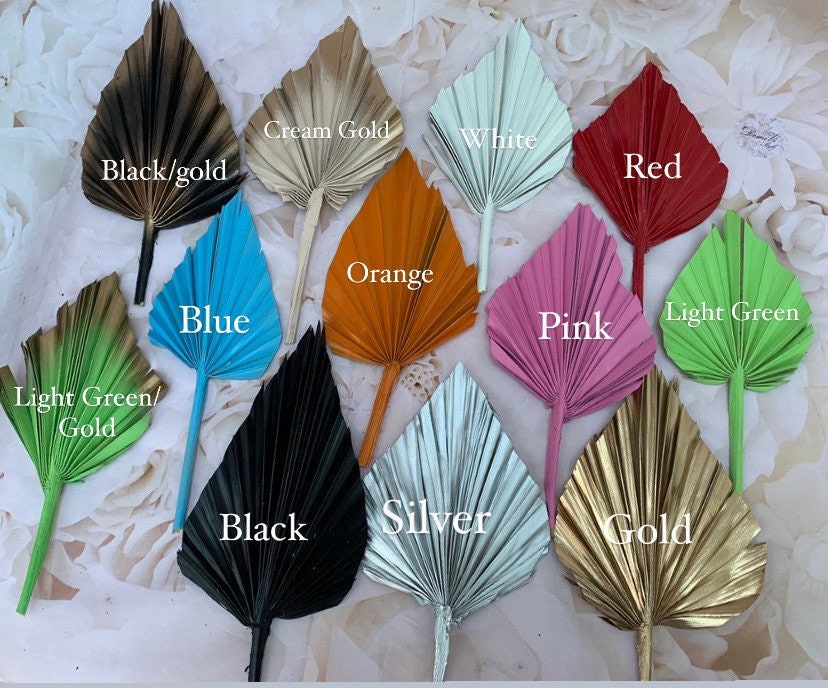 Dried Palm Spear Leaves ,black, pink, blue, gold, white, green orange palm spear, palm cake topper, palm decor, dried flowers cake decor
