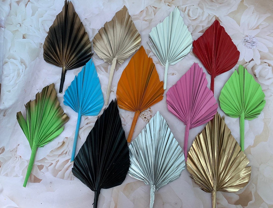 Dried Palm Spear Leaves ,black, pink, blue, gold, white, green orange palm spear, palm cake topper, palm decor, dried flowers cake decor