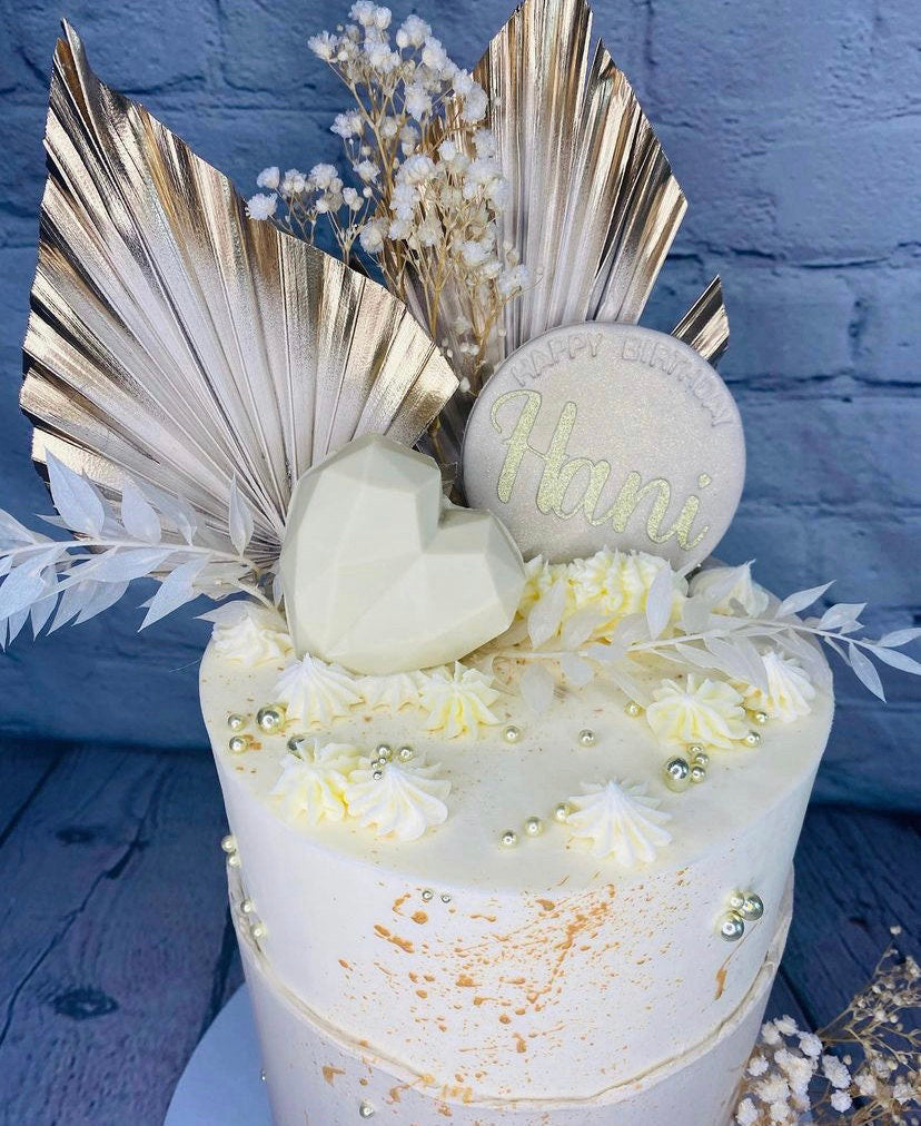 Palm Spear Cake Topper Palm Leaf Dried Flower Cake Topper Dry Flower Pampas Cake Topper Cream Gold Palm Spear Bouquet Number Cake Topper