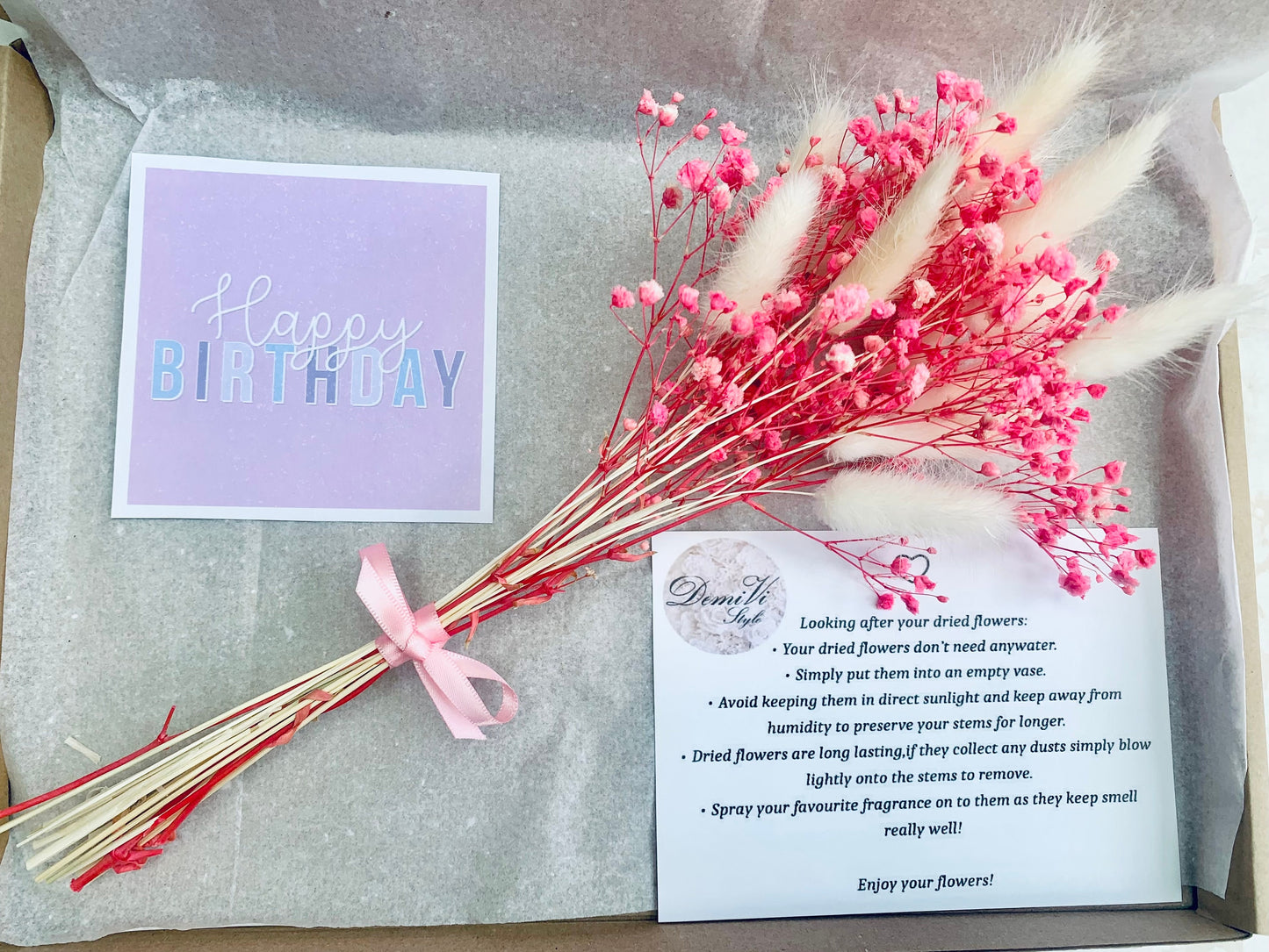Letterbox Dried Flowers/ Gift for her / Pink Bouquet / Dried flower bouquet / gift / letterbox gift / Mothers day gift / Birthday gift