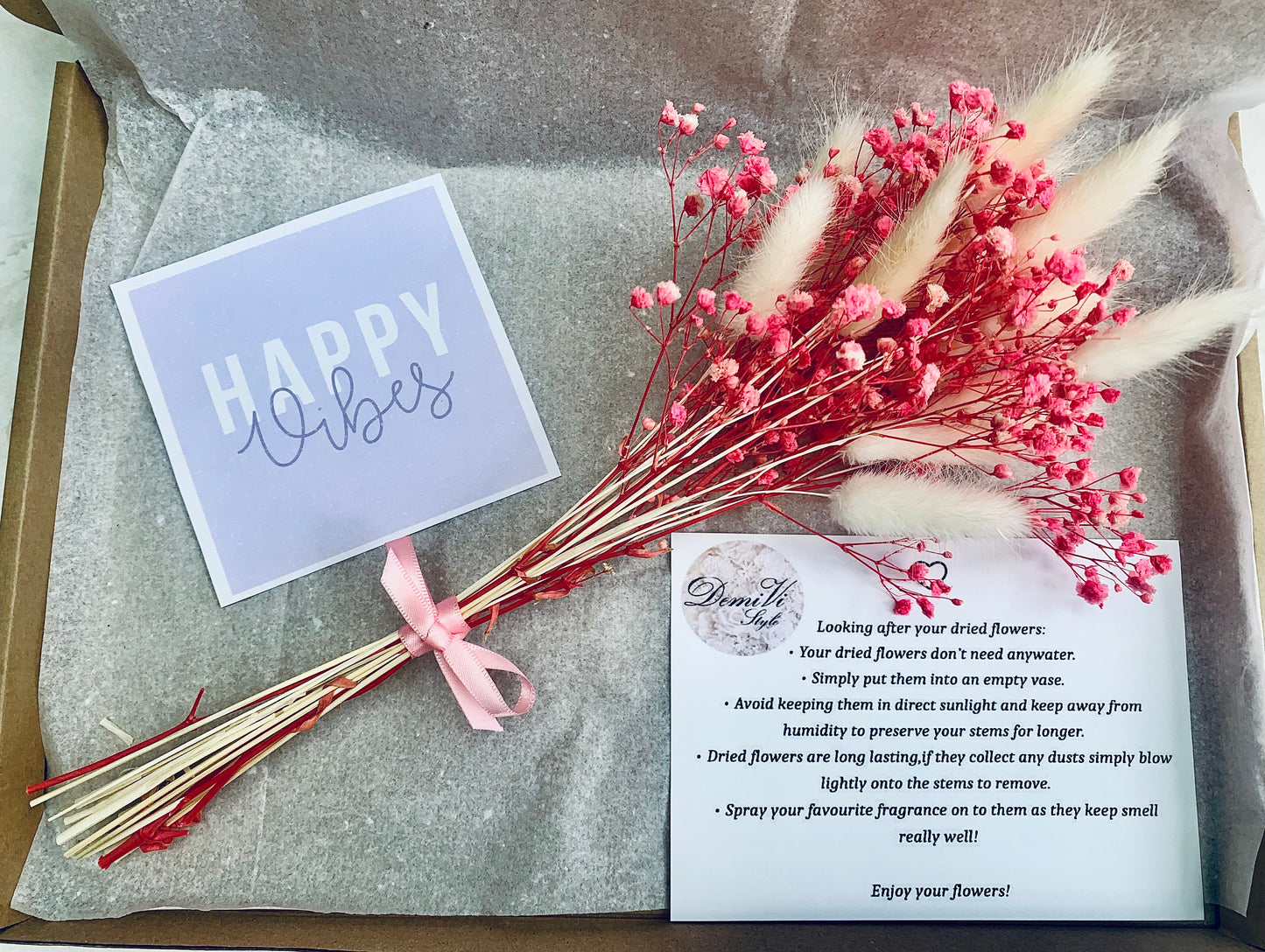 Letterbox Dried Flowers/ Gift for her / Pink Bouquet / Dried flower bouquet / gift / letterbox gift / Mothers day gift / Birthday gift